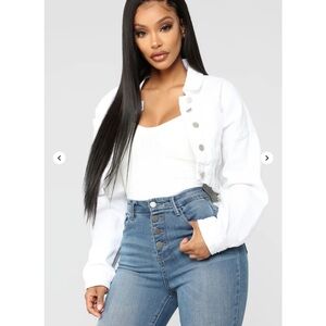 White Crop Denim Jacket